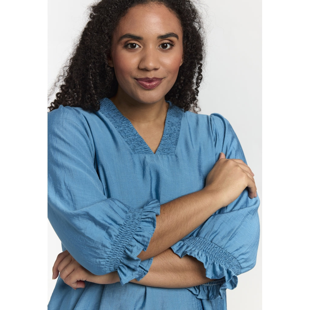 Studio SFeodora Blouse with smock neck Blouse light Blue