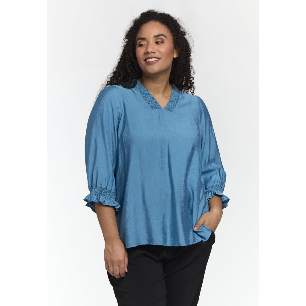 Studio SFeodora Blouse with smock neck Blouse light Blue