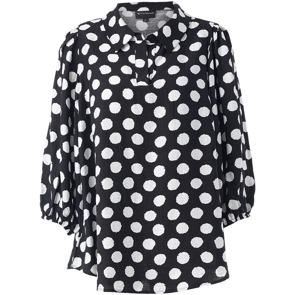 Studio STiff Shirt Shirt Black with white dots
