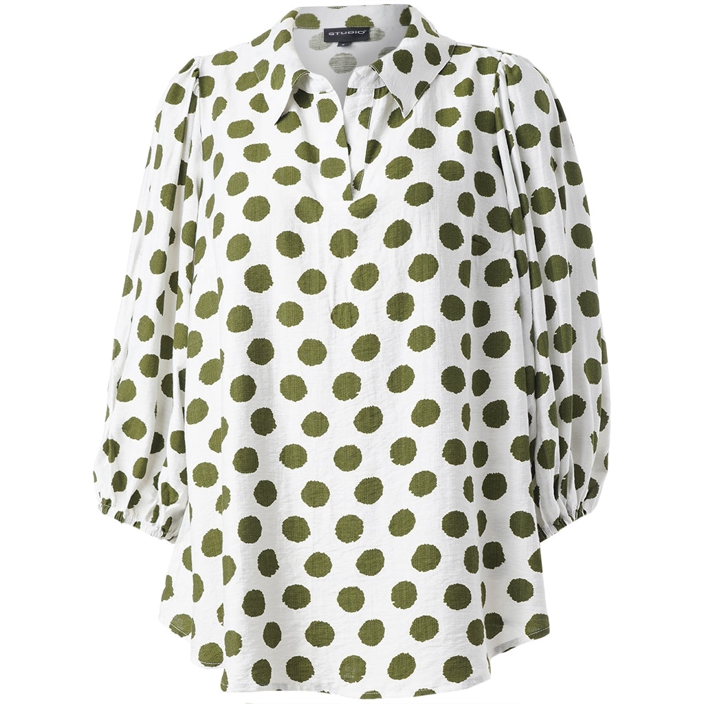 Studio STiff Shirt Shirt White with green dots