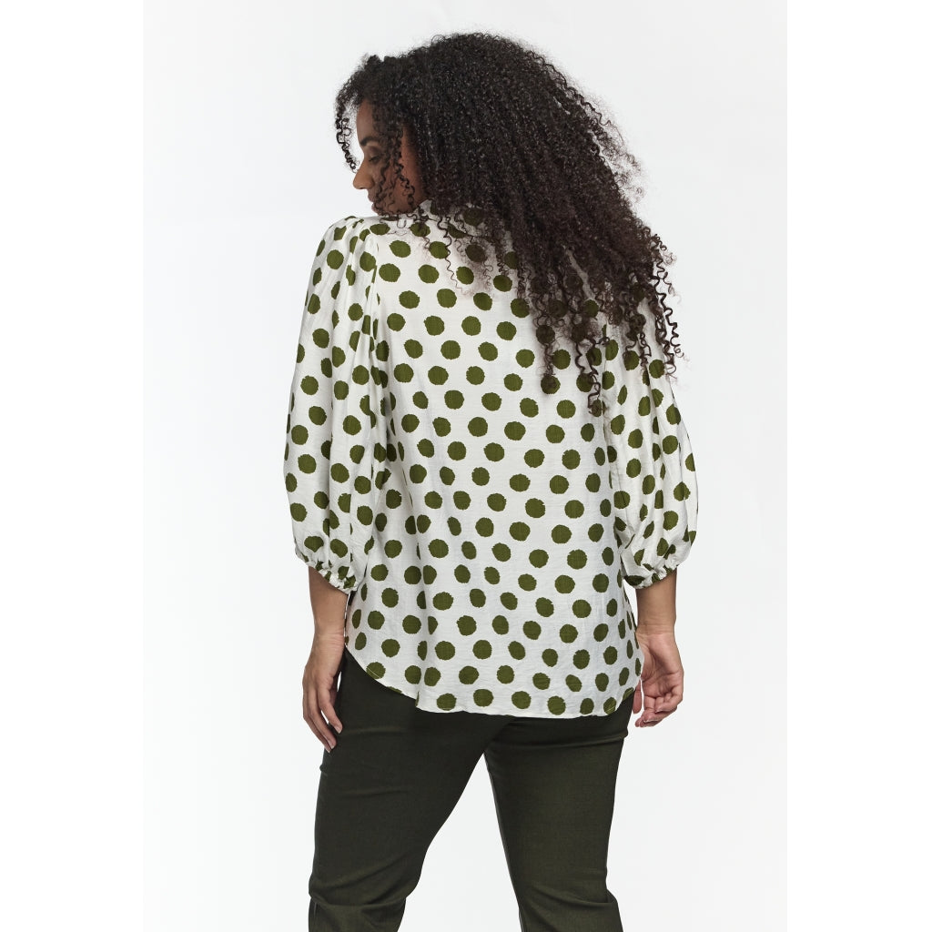 Studio STiff Shirt Shirt White with green dots